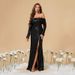 Women's high slit sexy temperament Christmas ball dress skirt _ecoleips.com
