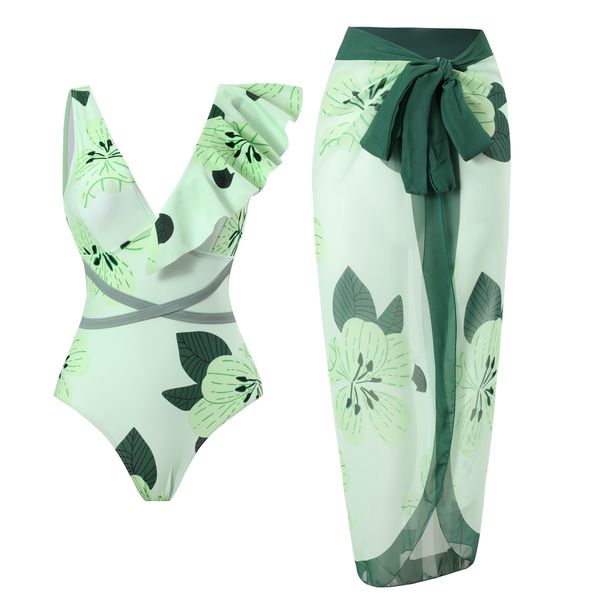 Women's Clothing one piece conservative belly covering slimming holiday beach hot spring swimsuit retro one piece bikini_ecoleips.com