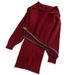 girl Large Quantity Negotiable Price Lazy Style Red Knitted Autumn Winter High-end Christmas Outfit Long Sleeve Sweater Dress_ecoleips.com