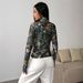 AD754 European And American Fashion Hot Girl Design Retro Camouflage Branch Pattern Slim-fit Casual Zip-up Sweatshirt_ecoleips.com
