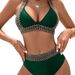 Verve 2025 Two-Piece High-Waisted Solid Color Simple Sexy Swimsuit Bikini Set For Women_ecoleips.com