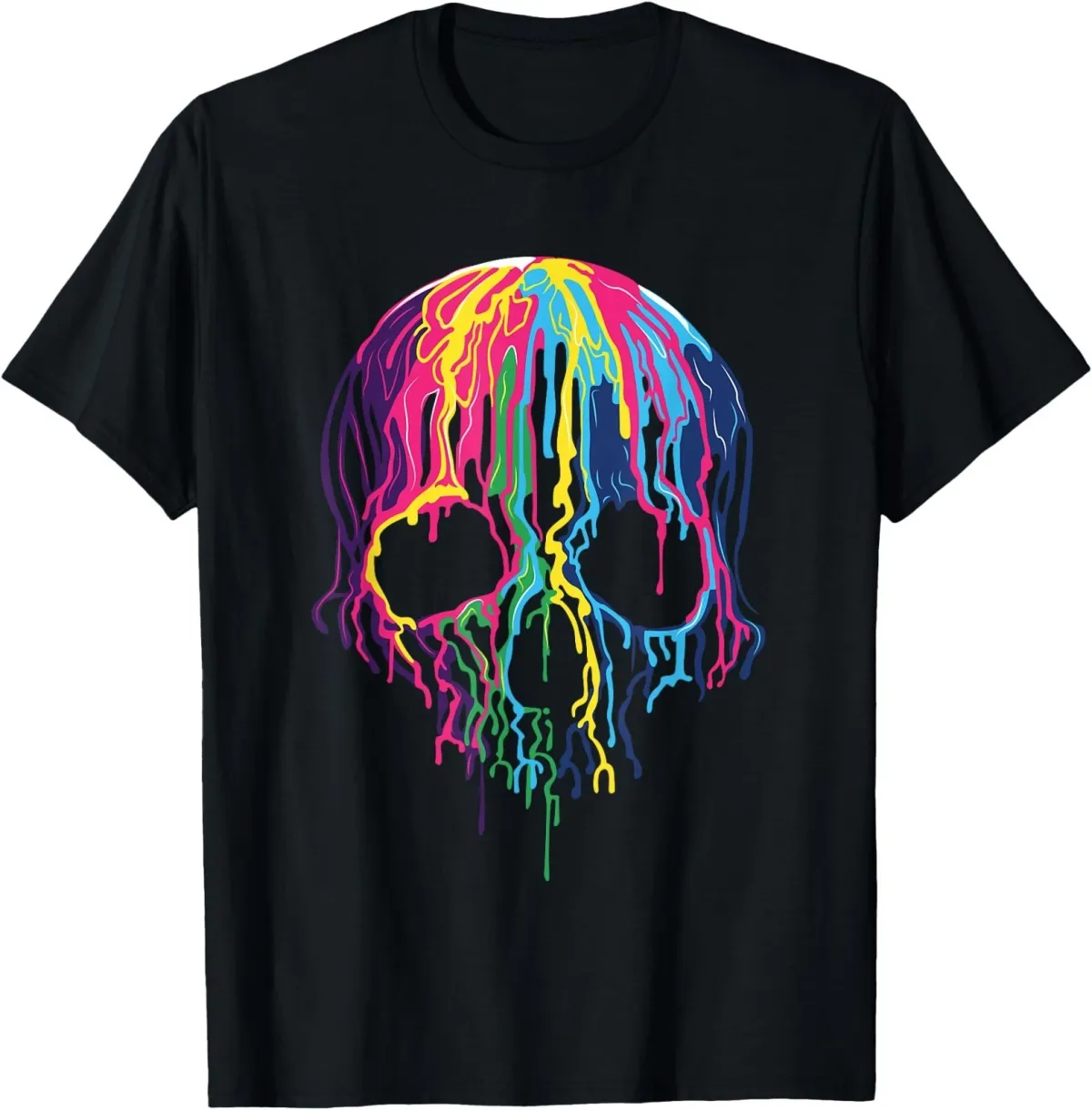 Women's T-Shirts Colorful Melting Skull Art Graphic Halloween T-Shirt_ecoleips.com