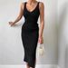 Women's Clothing New Summer Simple Color Sleeveless Round Neck Hip Wrapped Pit Stripe Party Dress Dress_ecoleips.com