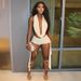 Elegant Halter Neck Sleeveless Backless Top With Flowy Tie Shorts Set - Chic Summer Outfit For Women_ecoleips.com