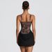 summer New European And American Women's With Elegant Square Neckline, Lace Print, Fishbone Waist-cinching, Fitted Skirt Dress For Women
_ecoleips.com