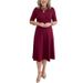 Elegant Women's Slim Fit Round Neck Dress Short Sleeve Spring Summer Solid Color_ecoleips.com