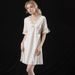Silk Pajamas Women's Lace Sexy Nightgown Thin Ice Silk Short-sleeved Loungewear_ecoleips.com