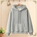 Solid Color Sweater Women's Versatile Loose Medium And Long Hooded Top Jacket_ecoleips.com