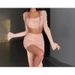 FY22396 Knitted Beaded Square Neck Long Sleeve And Short Set Spring Women's Sexy Crop Top Skirt_ecoleips.com
