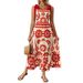 Women's Clothing Ladies Bohemian Style Dress Positioning Flower Shoulder Strap Strap Long Skirt Female_ecoleips.com