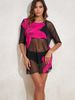Women's Clothing Bikini Three Piece Swimsuit Sun Protection Mesh Cover Up Printed Beach Vacation Swimwear_ecoleips.com