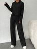Women's Clothing Casual Knitted Long Sleeved Suit Women's Hooded Sweatshirt Loose Trousers Two Piece Set_ecoleips.com