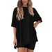 Summer 2023 Fashion Casual Set: Solid Color Loose-Fitting Women's Pajamas_ecoleips.com