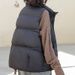 Women's Quilted Sleeveless Down Vest, Lightweight Winter Puffer Gilet With Stand Collar, Slim Fit Fleece Lined Jacket For Layering_ecoleips.com