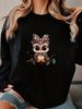 Cute Animal Print Cotton Sweatshirt For Girls - Soft Round Neck Pullover With Cartoon Panda Graphic, Oversized Streetwear Spring Fashion Top_ecoleips.com
