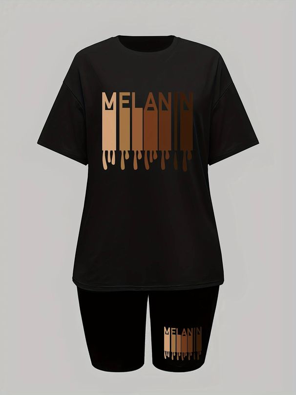Women’s 2 Piece Outfit Set – Oversized Graphic T-Shirt And Biker Shorts Matching Set, Casual Summer Lounge Tracksuit For Daily Wear O-897_ecoleips.com
