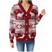 Festive Jacquard Christmas Sweater For Women – Cozy & Stylish Holiday Pullover (XS-XL, Classic Red)_ecoleips.com