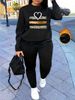 Women's Autumn And Winter Hip-hop Casual Street Leopard Print Heart-shaped Pattern Printed Round Neck Sports Shirt+sports Pants Set-534_ecoleips.com