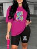 Summer Women's Casual And Fashionable Lover Bear Print Loose T-shirt+shorts Two-piece Sportswear Suitable For Daily Wear-90_ecoleips.com