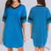 Color Blocked Loungewear V Neck Long T-Shirt Youth Casual Unisex Irregular Hem_ecoleips.com