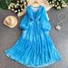 Vacation-Inspired Floral V-Neck Maxi Dress – Elegant Flowy A-Line Dress For Women, Summer Boho Chic Loose Fit Long Dress_ecoleips.com