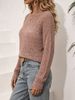 Women Lightweight Breathable Hollow Leaf Knit Sweater Boat Neck Oversized Loose Long Sleeve Sheer Knit Blouse_ecoleips.com