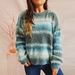 Women's Clothing Fashion Gradient Knit Sweater Women's Long Sleeve Cable Pullover With Faux Fur Trim_ecoleips.com