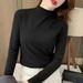 Double-Sided Velvet Semi-High Collar Autumn And Winter Inner Base Shirt Women's T-Shirt All-Match Warm Self-Heating Slim_ecoleips.com