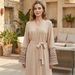 Women's Clothing Women's Modest Embroidered Dress With Tassel Trim Open Front Cardigan Set_ecoleips.com