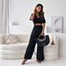 Women's Clothing Solid Color Five-Sleeve Long Pants Set_ecoleips.com