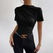 Voya Women's Semi High Neck T-shirt Summer New Style Pullover Solid Color Slim Fit Short Top_ecoleips.com