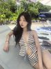 Korean Style Women's Swimsuit High End Two Piece Striped Bikini Sexy Alluring Hot Springs Suitable Small Busts Foreign Trade Cross Border_ecoleips.com