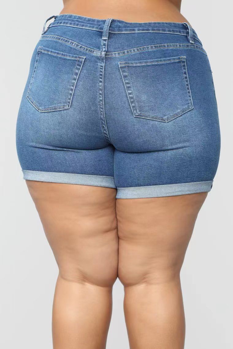 Women's Clothing Fashion Four Sided Stretch Knitted Denim Loose Comfortable Stretch Jeans Comfortable Fabric Same Style Short_ecoleips.com