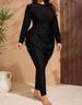 Aria Basics 2025 New Plus Size Swimsuit European And American Style Solid Color Conservative Sleeve Long Pants Sun Protection_ecoleips.com