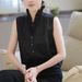 2025 V-Neck Black Fungus Border Solid Color Sleeveless Top, Fragrance Style French White Shirt, Satin Lace Vest, Small Shirt_ecoleips.com