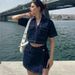 Women's Clothing Workwear Denim Suit Skirt Pants Women Summer V Neck Short Sleeved Top Summer Women Hot Girl High Waist Irregular_ecoleips.com