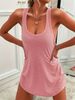 2024 European And American Summer Women's Solid Color U-neck Sleeveless Tank Top Casual Versatile Short Dress_ecoleips.com