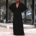 C8538 Cross-border Plus-size Women's Summer European And American V-neck Bat-sleeve Loose Casual Pleated Foreign_ecoleips.com