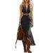 Cross-border European And American Women's Fashion Summer Retro Bohemian Style Blue Lace Sleeveless Mid-length Dress_ecoleips.com