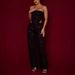 K Female Sexy Denim Sequins Slim Fit Strapless Wide Leg Pants_ecoleips.com