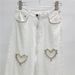 Women Spring And Summer Heart Shaped Hot Diamond New Style Personality Fashionable Wide Leg Straight Leg Floor Length Trousers Jeans_ecoleips.com