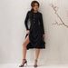 Spring Ribbed Dress for Women round Neck Button Long Sleeve European American Style Side Slit New Arrival 2025_ecoleips.com