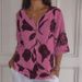 Newly Printed Cotton Linen V-Neck Short-Sleeved Pullover Shirt_ecoleips.com