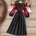 Bohemian Ethnic Style Long Dress for Women round Neck Lantern Sleeve Embroidered Floral Loose Slimming Versatile Dress Free Shipping_ecoleips.com
