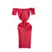 European And American Women's Spring New One Shoulder Dress Tight Elastic Slim Knitted Wood Ear Edge Short Sleeve Mid Length Skirt_ecoleips.com
