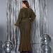 New V-neck Long-sleeved Fishtail Evening Dress Cross-border Large Size Sexy Flash High Waist Dress_ecoleips.com