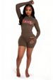 Women's Sporty Two-Piece Set Trendy Printed Zip Up Hooded Jacket And Shorts Stretchy Comfortable Casual Outfit_ecoleips.com