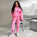 Spring And Autumn Women's Fashion Hooded Printed Sweater Sports And Leisure Suit_ecoleips.com