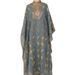 Women Fashion Cotton Yarn Embroidered Gold Ribbon Muslim Robe Vest Two Piece Set Abaya Dress_ecoleips.com