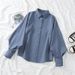 Women's Clothing White Lantern Sleeve Shirt For Women Unique Design Loose Fit Long Sleeve Collared Top Slimming Elegant New Style_ecoleips.com